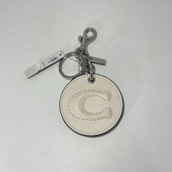 Coach Handbags - COACH Mirror Bag Charm with Signature Logo Leather Chalk Off White Brand New